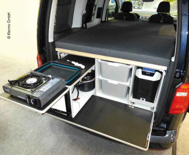 VW Caddy Campingbox M - flexible camping bus equipment for